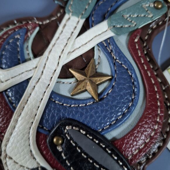 Chala Hockey Key Fob Key chain Tag Blue Red Brown stitched Zip NWT - Picture 2 of 4